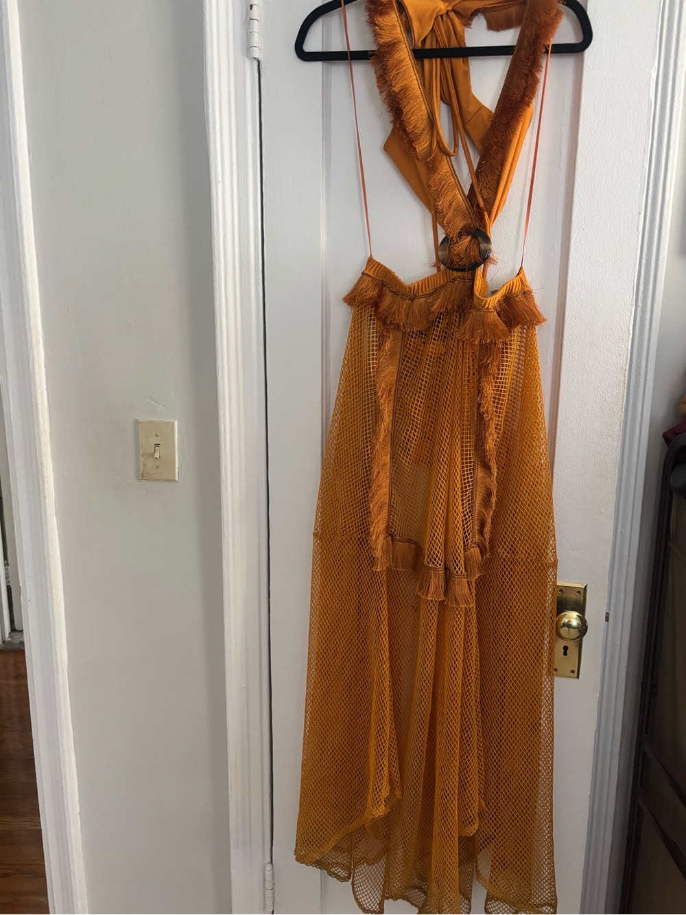12th Tribe Ruffled Fringe Maxi Festival Dress in Mustard